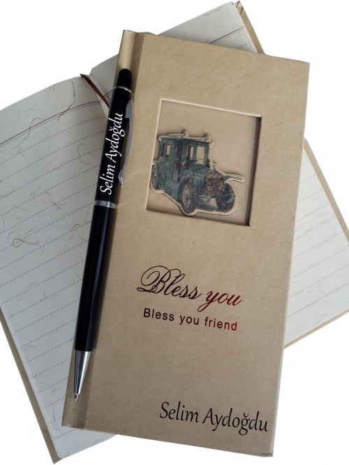 Retro Tasarım Not Defteri Ve Siyah Kalem İsme Özel