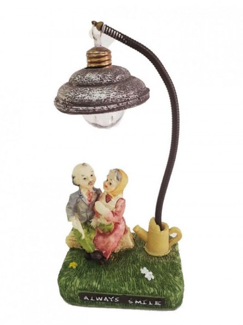 Kütük Üstünde Oturan Dede Nine Tasarımlı Masa Lambası