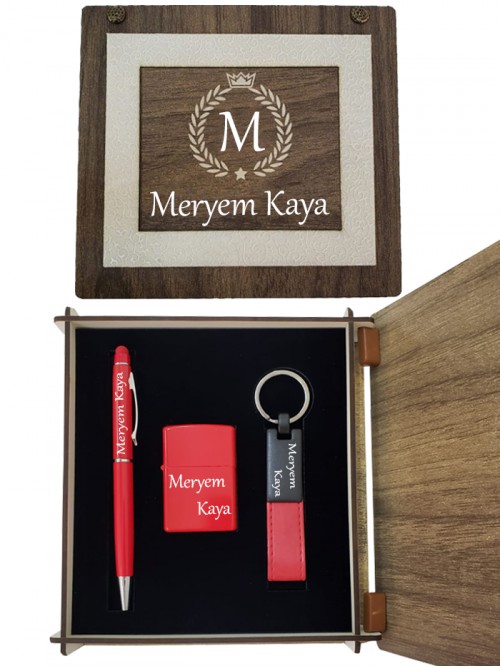 Bayana Kişiye Özel Çakmak Kalem Ve Anahtarlık Aksesuar Seti