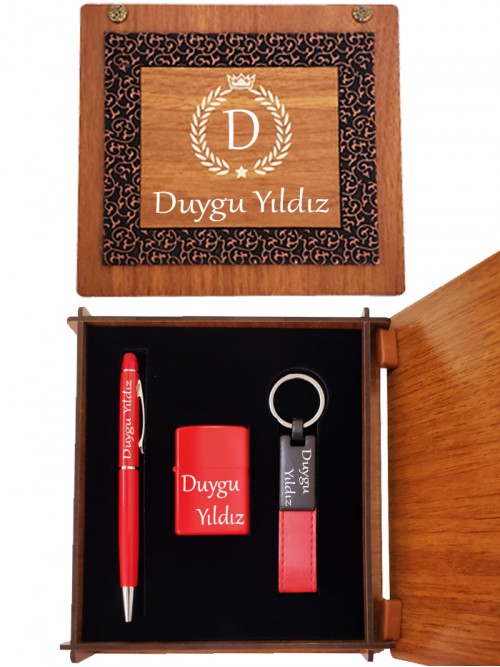 Bayana Kişiye Özel Kırmızı Dokunmatik Kalem Çakmak Ve Anahtarlık