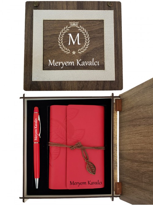 Bayana Özel İsimli Deri Defter Ve Touch Pen Dokunmatik Kalem