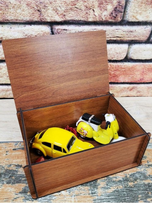 İsme Özel Ahşap Kutu Woswos Ve Vespa Set