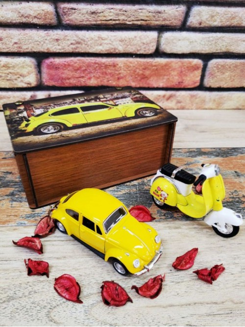 İsme Özel Ahşap Kutu Woswos Ve Vespa Set