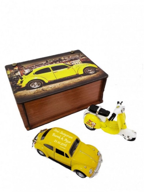 İsme Özel Ahşap Kutu Woswos Ve Vespa Set