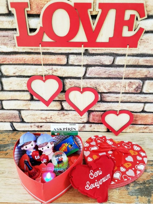 Kalp Kutuda Sevgili Çift Aşk Kutusu