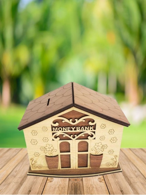 Ahşap Ev Şeklinde Money Bank Kumbara