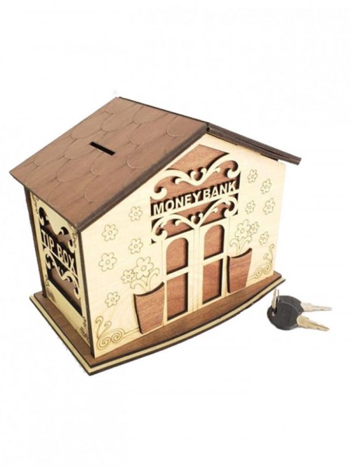 Ahşap Ev Şeklinde Money Bank Kumbara