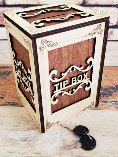 Ahşap Tip Box Yazılı Kumbara