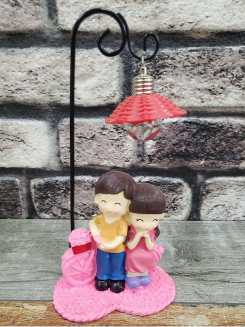 Bisiklet Üstünde Oturan Işıklı Romantik Çift Biblo