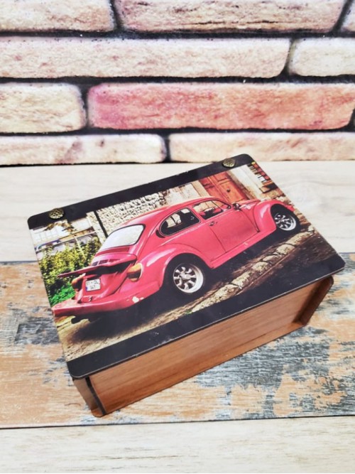 İsme Özel Ahşap Kutu Kırmızı Woswos Kırmızı Vespa Set