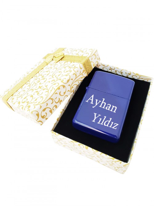 İsme Özel Lacivert Zippo Benzinli Çakmak