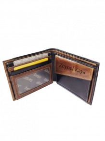 İsme Özel Siyah Ve Taba Renk Deri Cüzdan