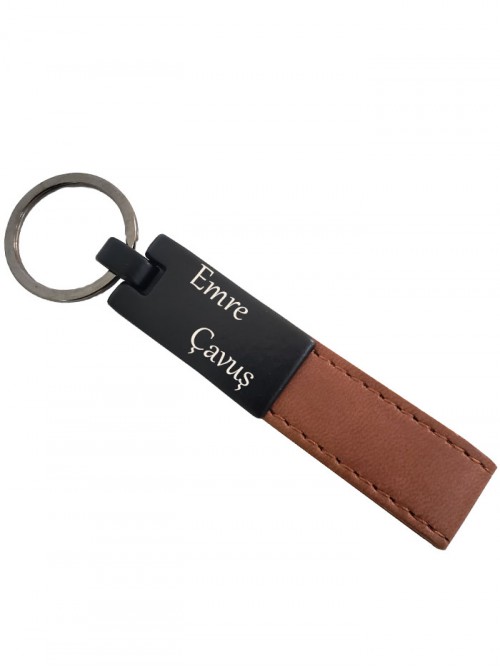 İsme Özel Taba Renk Deri Anahtarlık