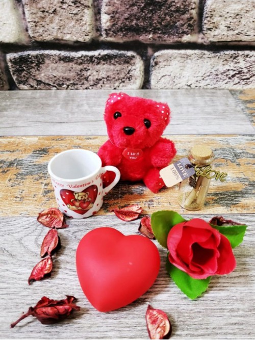 Kahve Fincanlı Peluş Ayıcık Aşk Seti