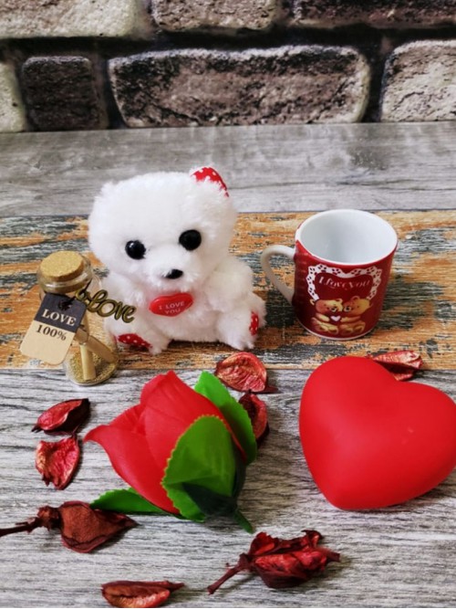 Kahve Fincanlı Peluş Ayıcık Aşk Seti