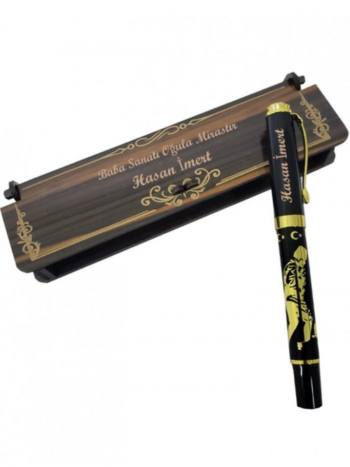 Kişiye Özel Atatürk Kabartmalı Roller Kalem Ahşap Kutulu