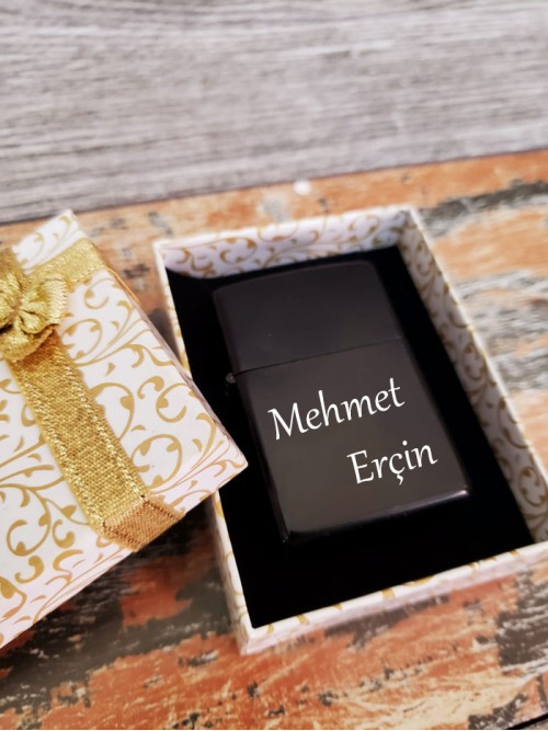 Kişiye Özel Benzinli Siyah Metal Zippo Çakmak