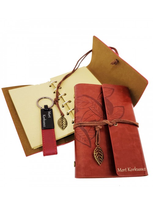 Kişiye Özel Deri Anahtarlık Ve Deri Hatıra Defteri Set