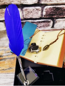 Kişiye Özel Deri Defter Ve Divit Tüylü Kalem Seti