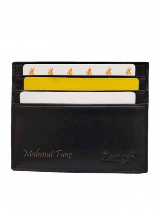 Kişiye Özel Deri Siyah Kartlık Cüzdan Erkeğe Özel
