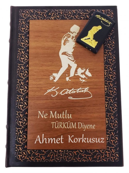 Kişiye Özel M Kemal Atatürk İmzalı Çakmak Deri Defter Set