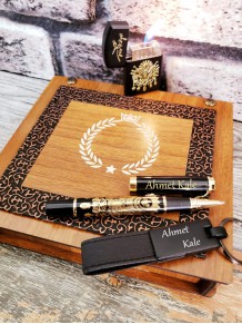 Kişiye Özel Osmanlı Tuğralı Kalem Anahtarlık Çakmak