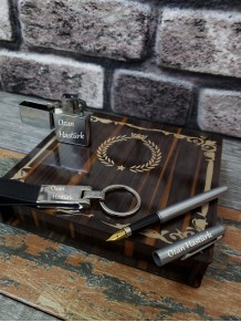 Kişiye Özel Silver Renk Zippo Dolma Kalem Anahtarlık Set