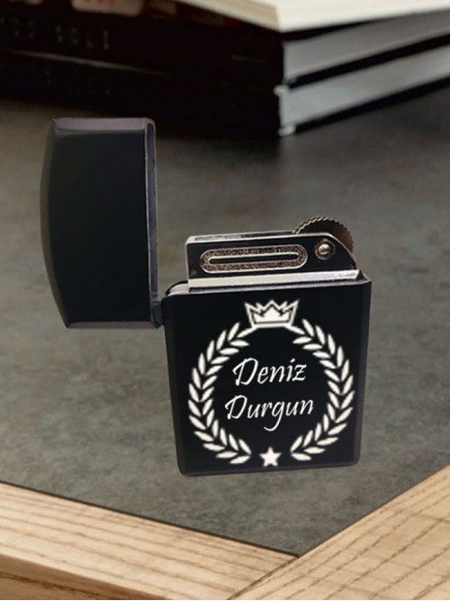 Kişiye Özel Siyah Özel Tasarımlı Çakmak Vip Çakmak