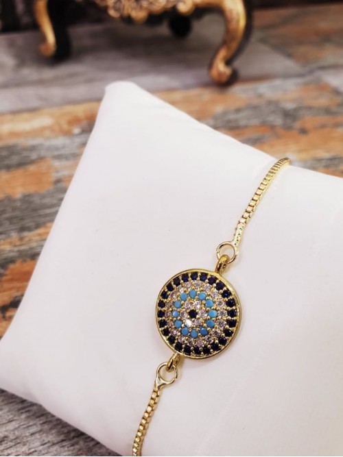 Özel Tasarım Altın Kaplama Zirkon Taşlı Bileklik