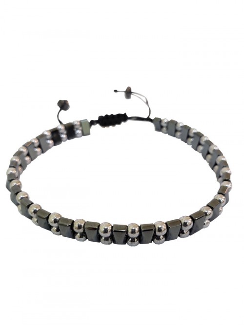 Silver Siyah Hematit Doğal Taşlı Makrome Örgülü Bileklik Silver Siyah Hematit Doğal Taşlı Makrome Örgülü Bileklik