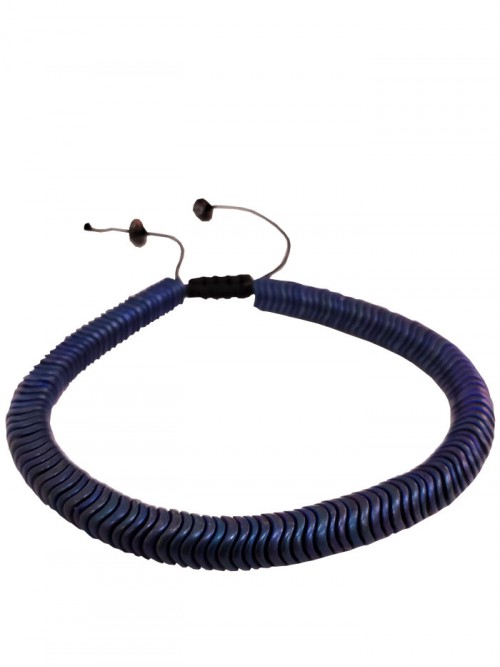 Yılan Tasarım Makrome Örgülü Mavi Hematit Doğaltaş Bileklik