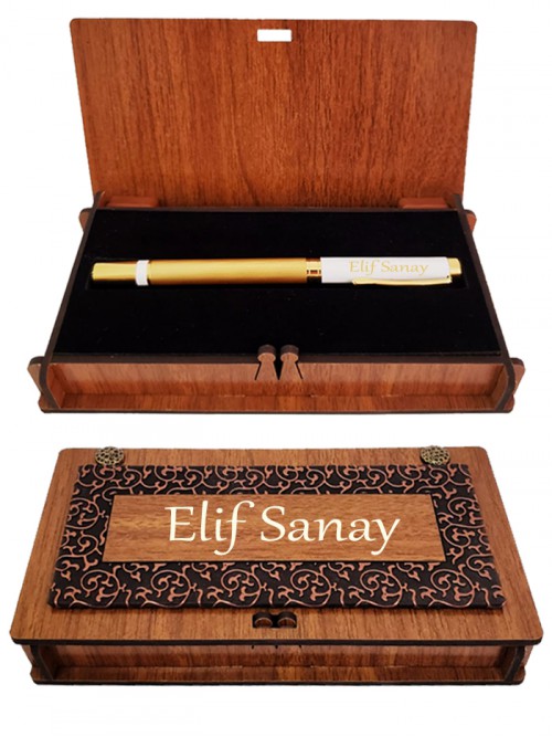 Bayana İsme Özel Gold Lüx Beyaz Kapaklı Roller Kalem