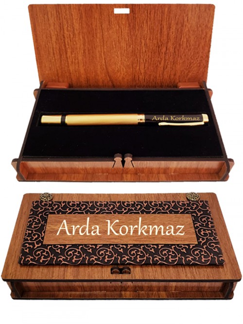 Erkeğe Kişiye Özel Roller Kalem Ahşap Kutulu