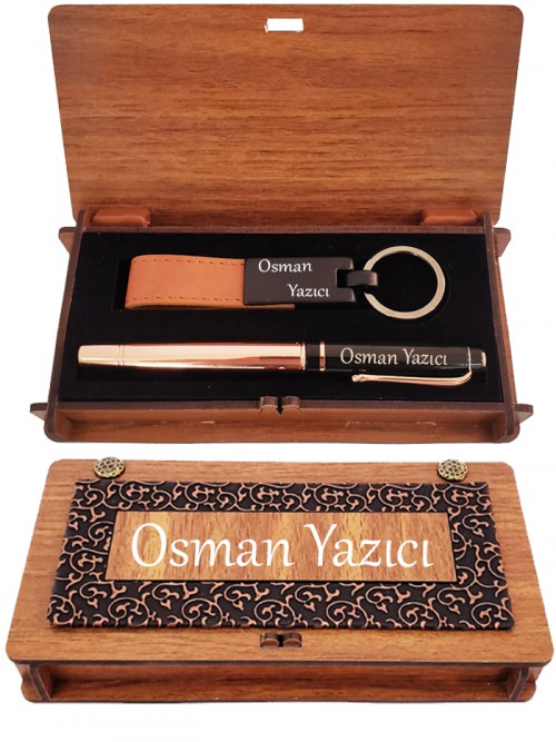 İsme Özel Roller Kalem Ve Deri Anahtarlık