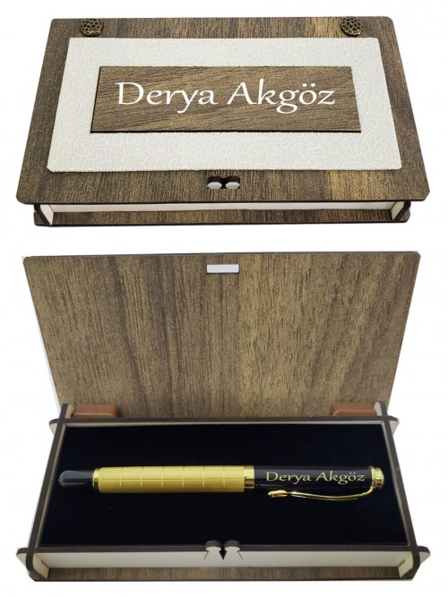 Deri Ahşap Kutulu Roller Kalem