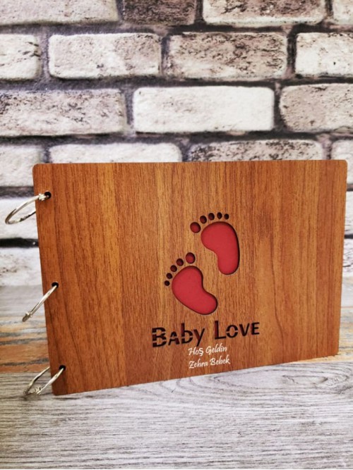 Kişiye Özel Baby Love Yazılı Ahşap Albüm