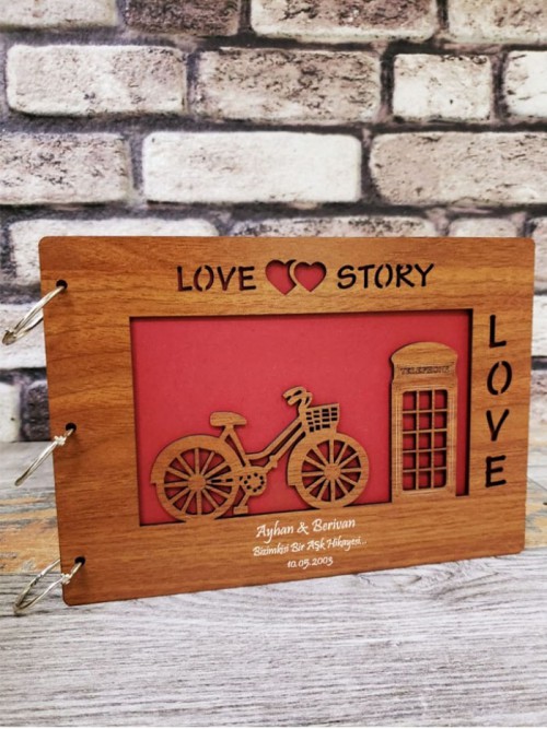 Kişiye Özel Love Story Temalı Ahşap Albüm