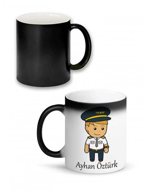 Kişiye Özel Pilot Tasarımlı Sihirli Kupa Bardak