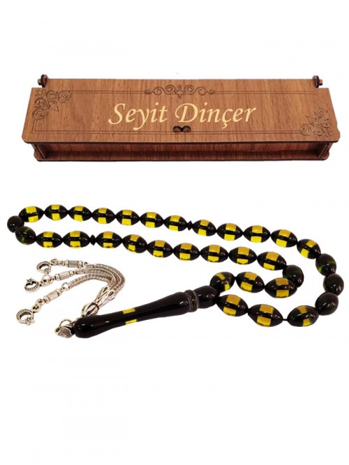 Toz Kehribar Tesbih Özel İsimli Kutulu