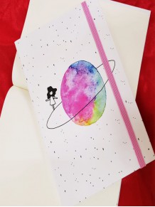 Satürnlü Kız Baskılı Defter