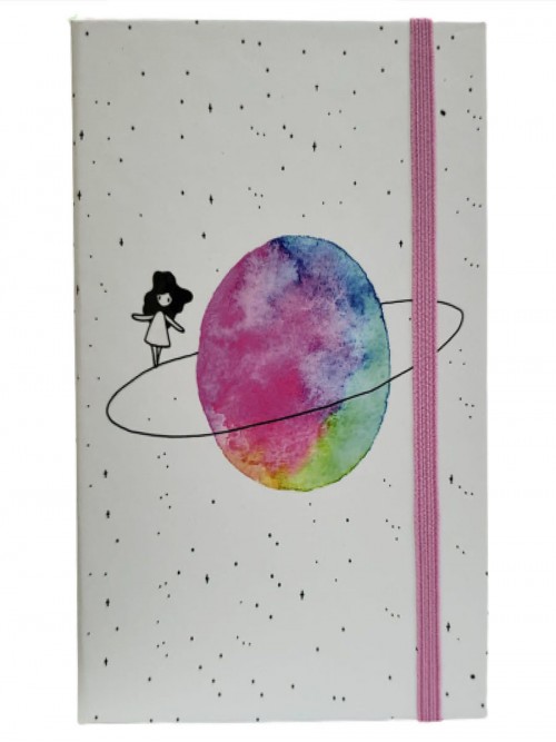Satürnlü Kız Baskılı Defter