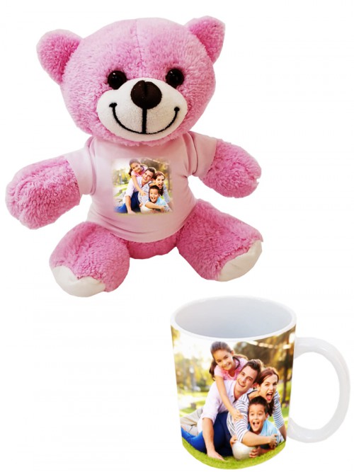 Resimli Tişörtlü Peluş Ayı Ve Kupa Bardak Set